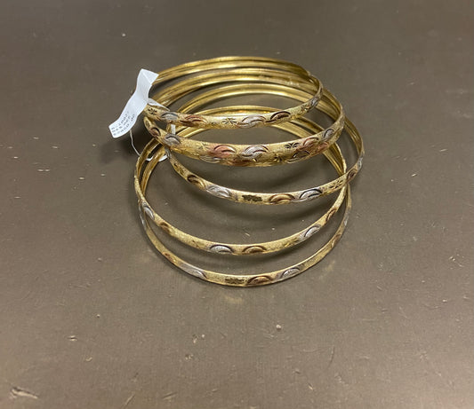 10K Yellow Gold 22.69GRM Tri Color 7 Bangle Set