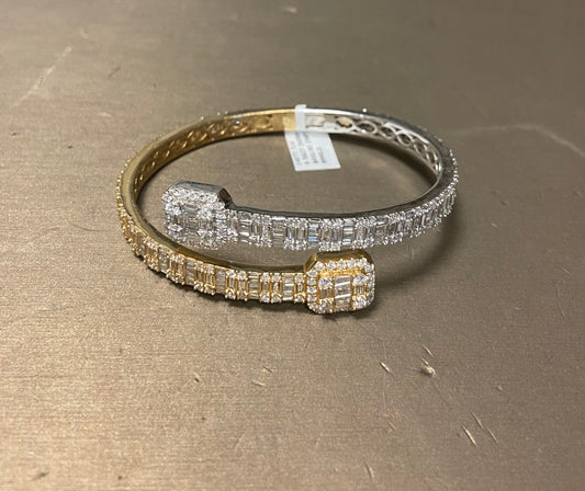 14K TT Yellow/White Gold 8.56CT 34GRM Baguette/Round Cartier Bangle