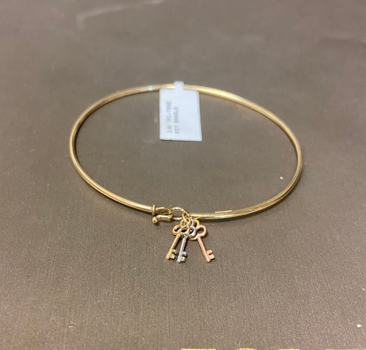 14K Tri-Tone Key Bangle