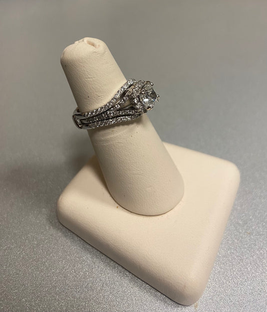 14K White Gold 1.06 Carat Cushion Stone 1.15CTW Diamond Ring