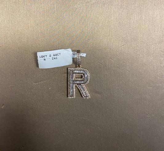 10K Yellow Gold 0.68CT "R" Initial Charm