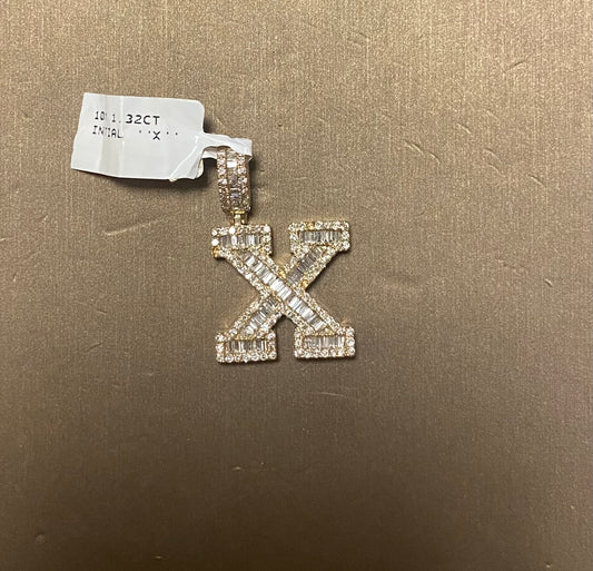 10K Yellow Gold 1.32CT "X" Initial Charm