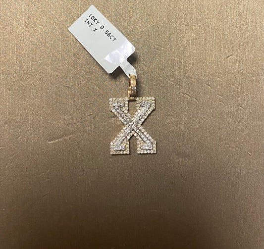 10K Yellow Gold 0.56CT "X" Initial Charm