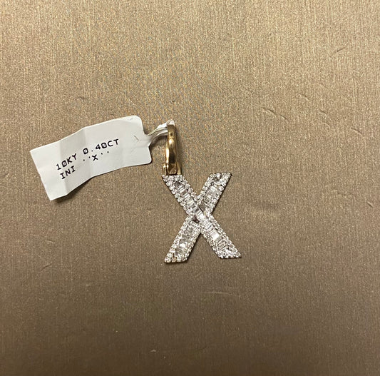 10K Yellow Gold 0.40CT "X" Initial Charm