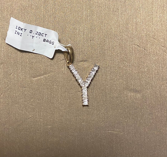 10K Yellow Gold 0.20CT "Y" Initial Charm