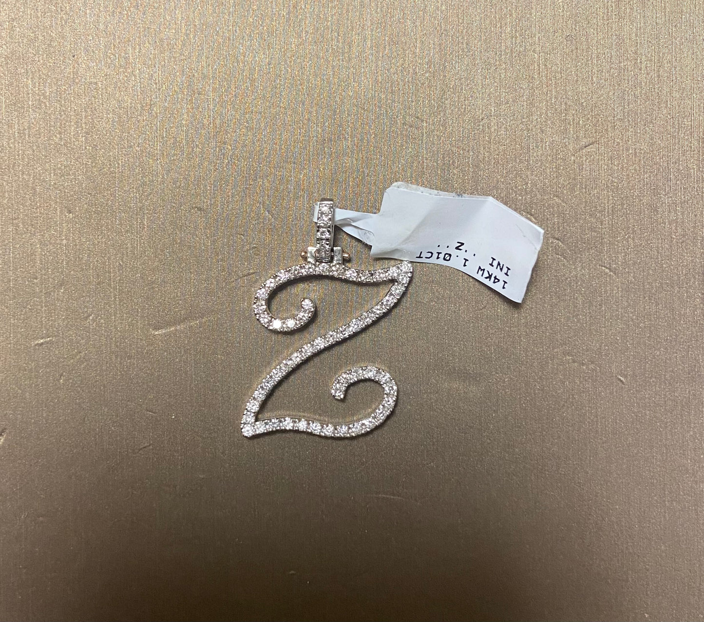 14K White Gold 1.01CT "Z" Initial Charm