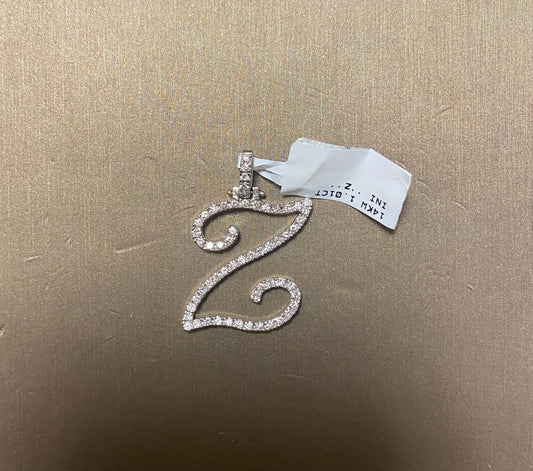 14K White Gold 1.01CT "Z" Initial Charm