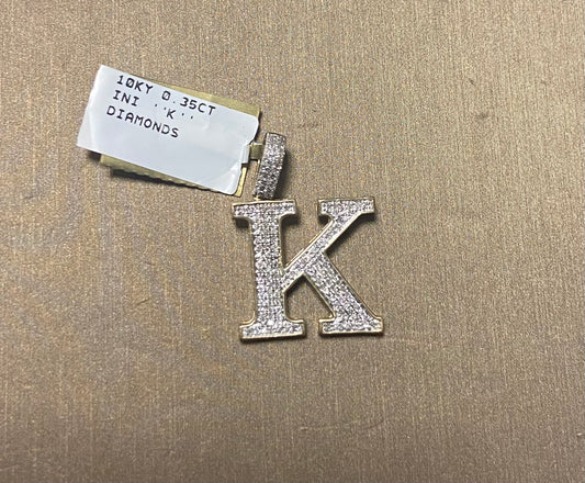 10K Yellow Gold 0.35CT "K" Initial Charm