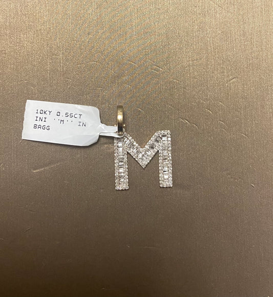 10K Yellow Gold 0.55CT "M" Initial Charm