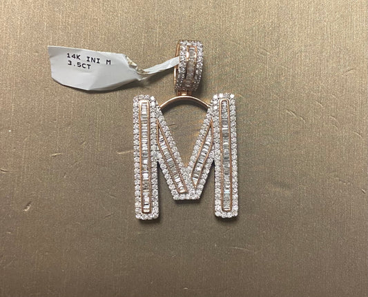 14K 3.5CT "M" Initial Charm