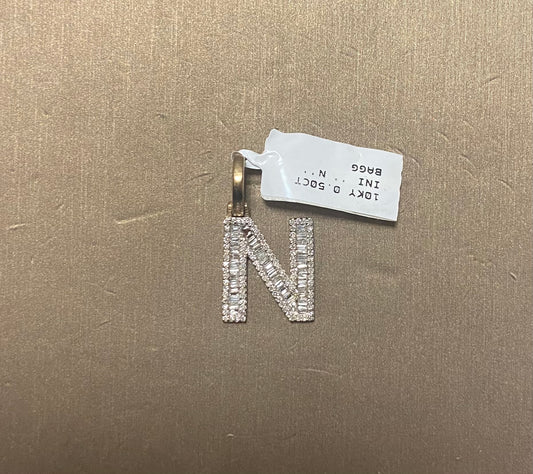 10K Yellow Gold 0.50CT "N" Initial Charm