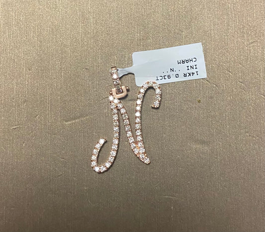 14K Rose Gold 0.93CT "N" Initial Charm