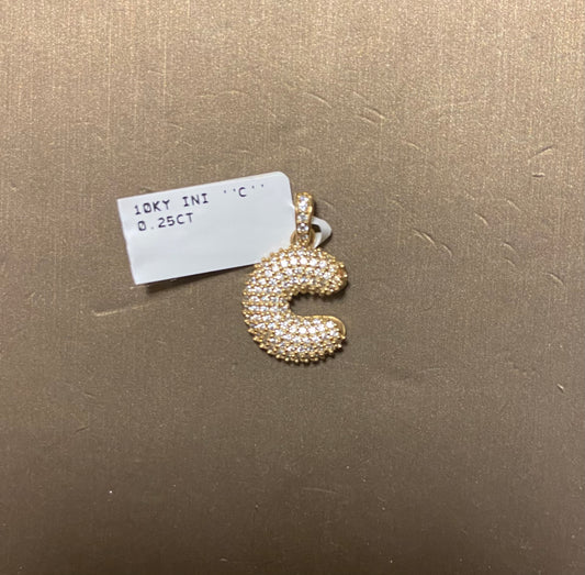 10K Yellow Gold 0.25CT "C" Initial Charm