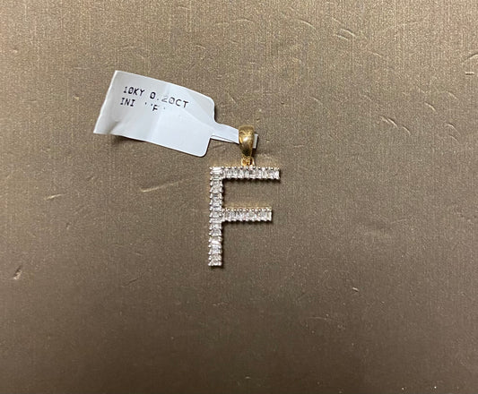 10K Yellow Gold 0.20CT "F" Initial Charm