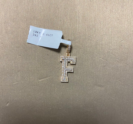 10K Yellow Gold 0.41CT "F" Initial Charm