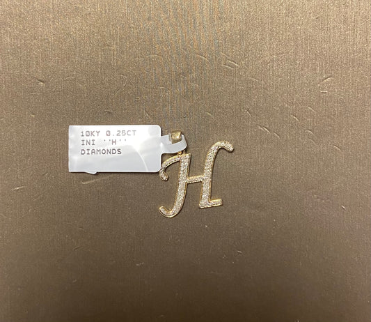 10K Yellow Gold 0.25CT "H" Initial Charm