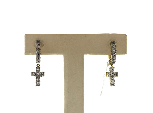 10K Yellow Gold 0.35CT Cross Hoops