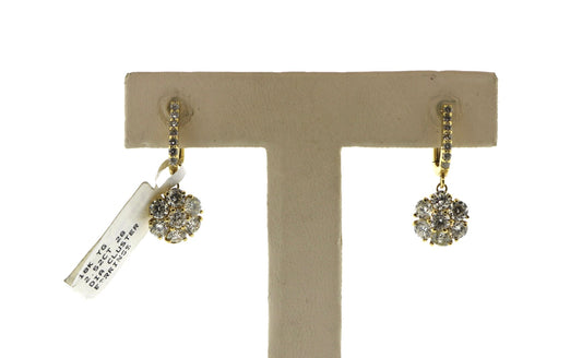 18K Yellow Gold 2.52CT 28 Diamonds Cluster Earrings