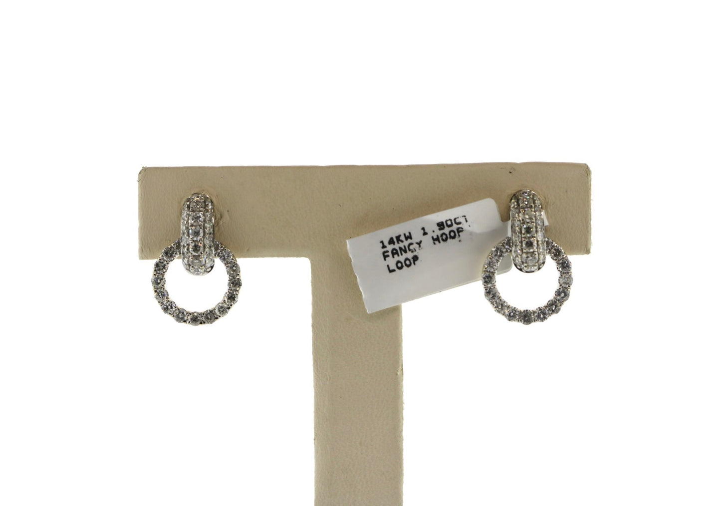 14K White Gold 1.90CT Fancy Hoops Earrings