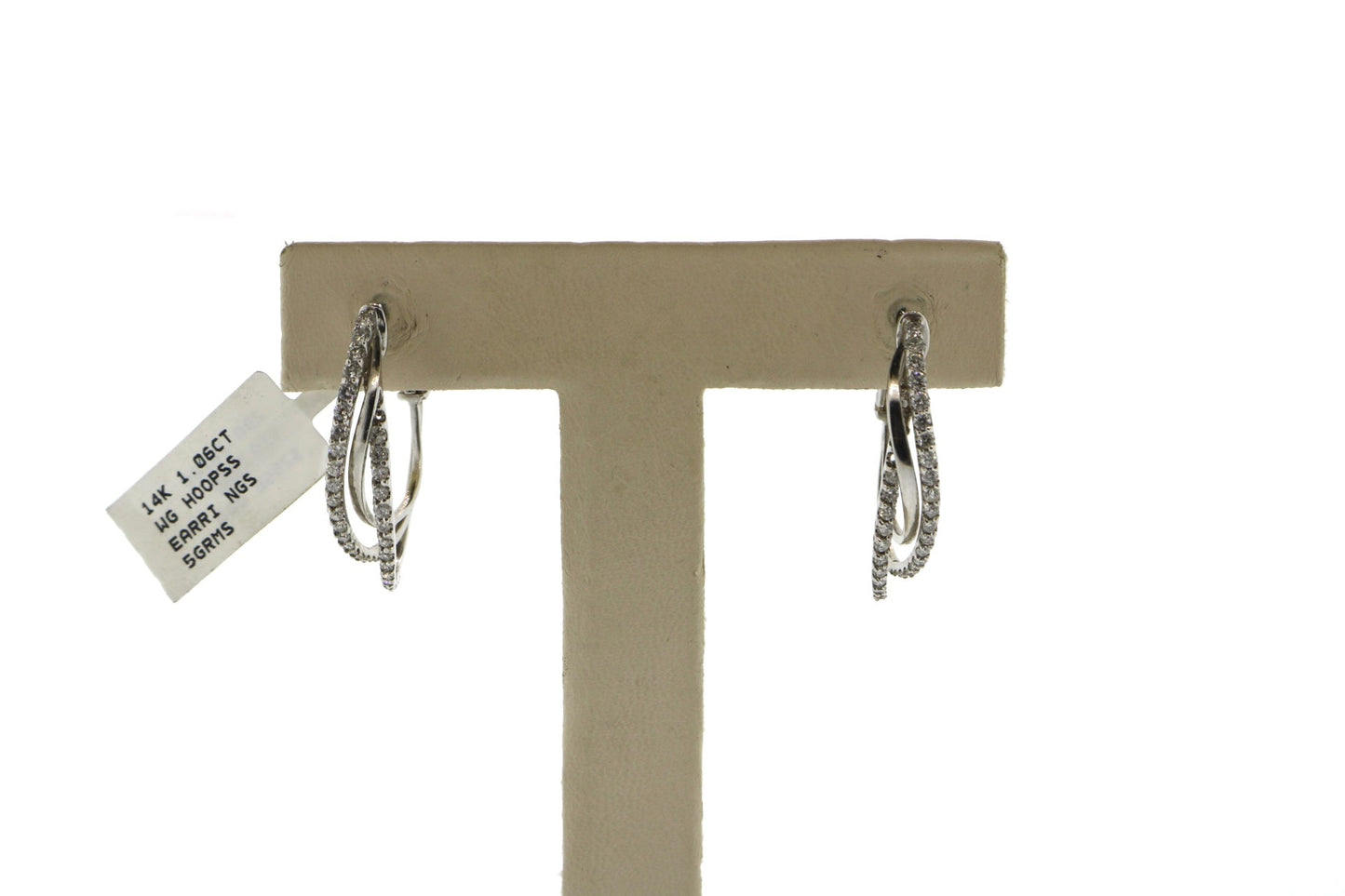 14K White Gold 1.06CT Hoops Earrings