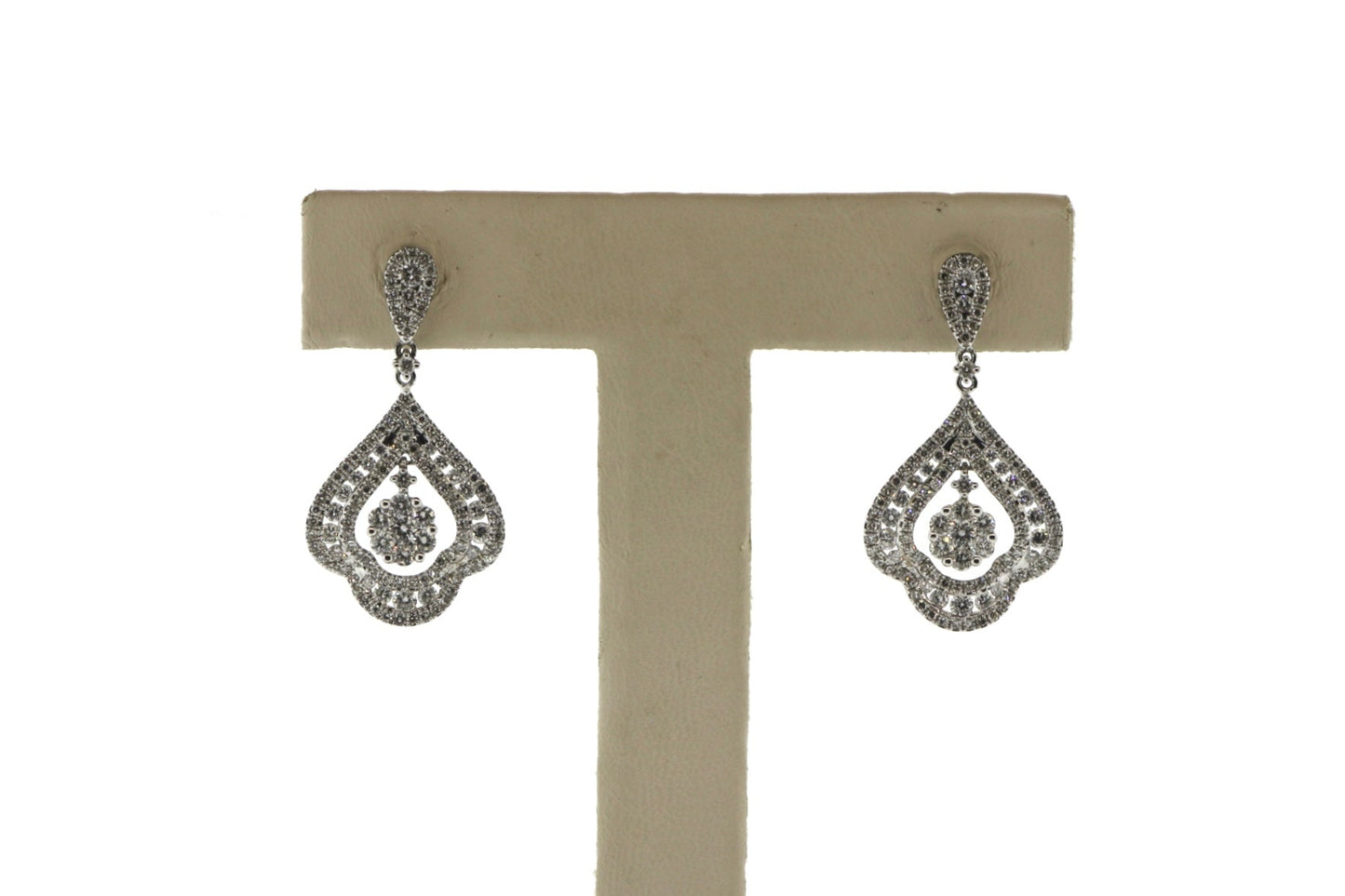 14K White Gold 3.86CTW Round Earrings