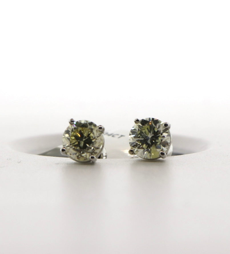 14K White Gold 2.04CT Diamond Studs