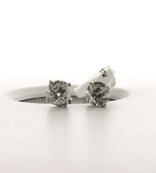 14K White Gold 1.92CTW Diamond Studs