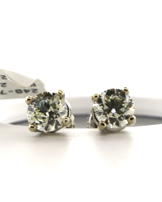 14K White Gold 1.41CT Basket Set Studs