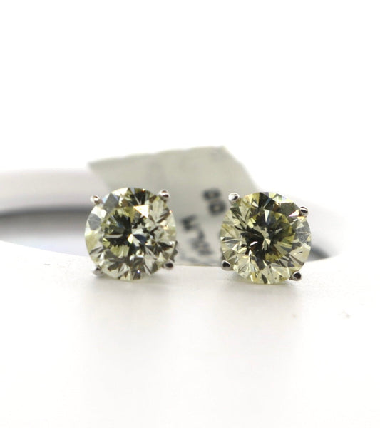 14K White Gold 2.03CTW Studs