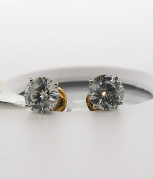 14K White Gold 2.02CT Diamond Studs