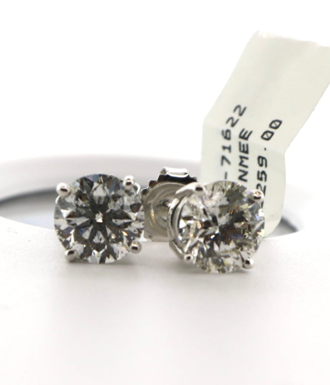 14K White Gold 3.05CT Studs