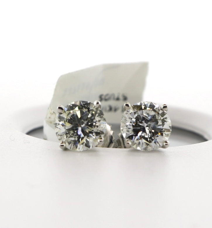 14K White Gold 3.03CT Studs