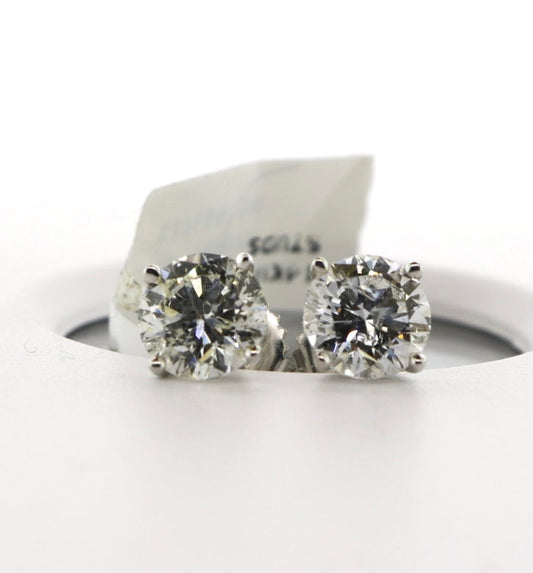 14K White Gold 3.03CT Studs