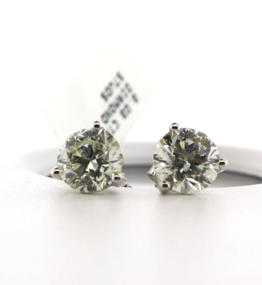 White Gold 3.03CTW Diamond Studs