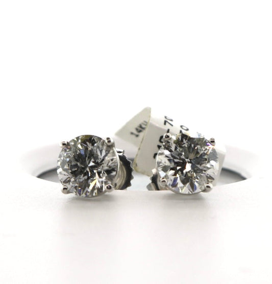 14K White Gold 3.51CTW Diamond Studs