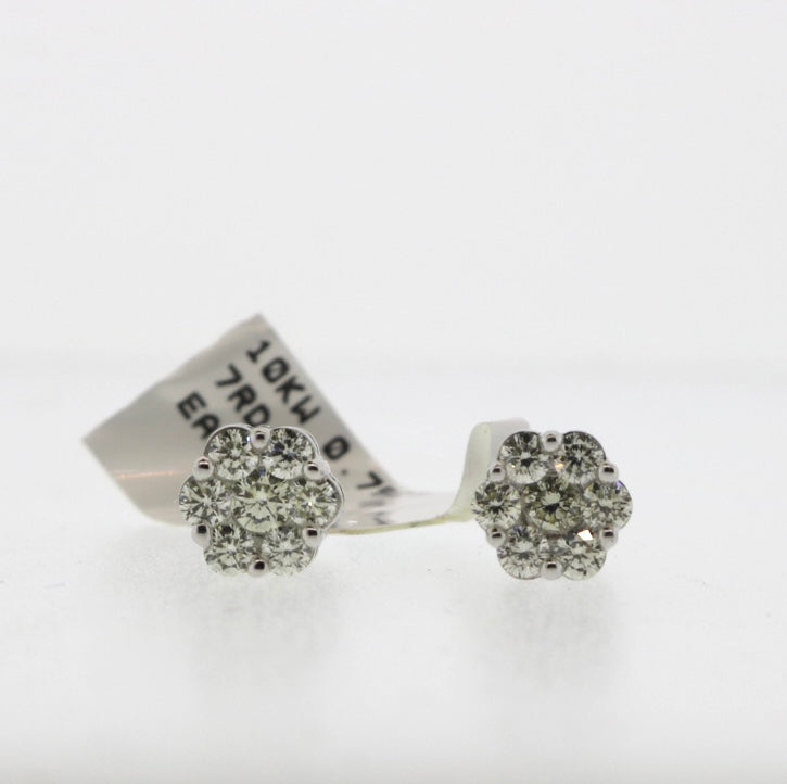 10K White Gold 0.75CT Round Diamond Earrings