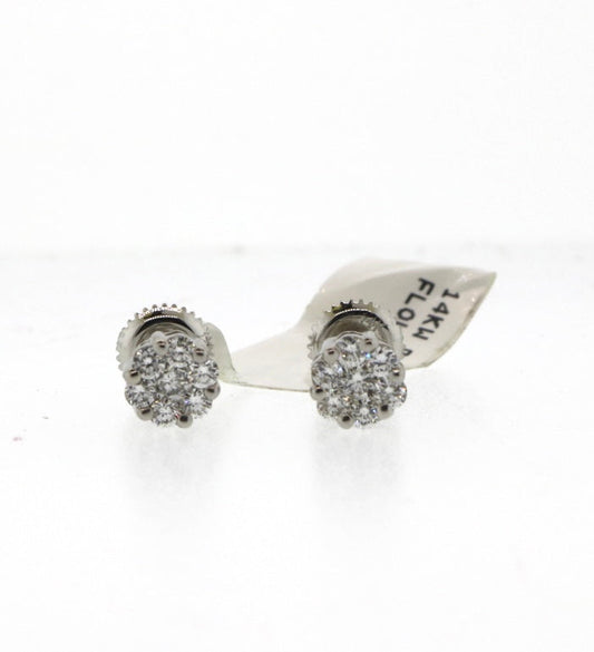 14K White Gold 0.50CT Flower Earrings