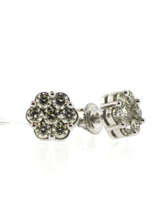 10K White Gold 1.5CT 7RD Diamond Earrings