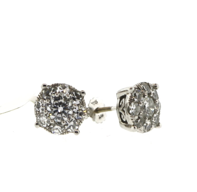 14K White Gold 0.65CT/1.50CTW Diamond Earrings