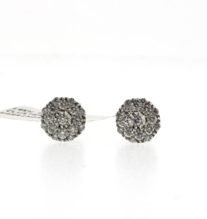 14K White Gold 0.53CTW Cluster Earrings