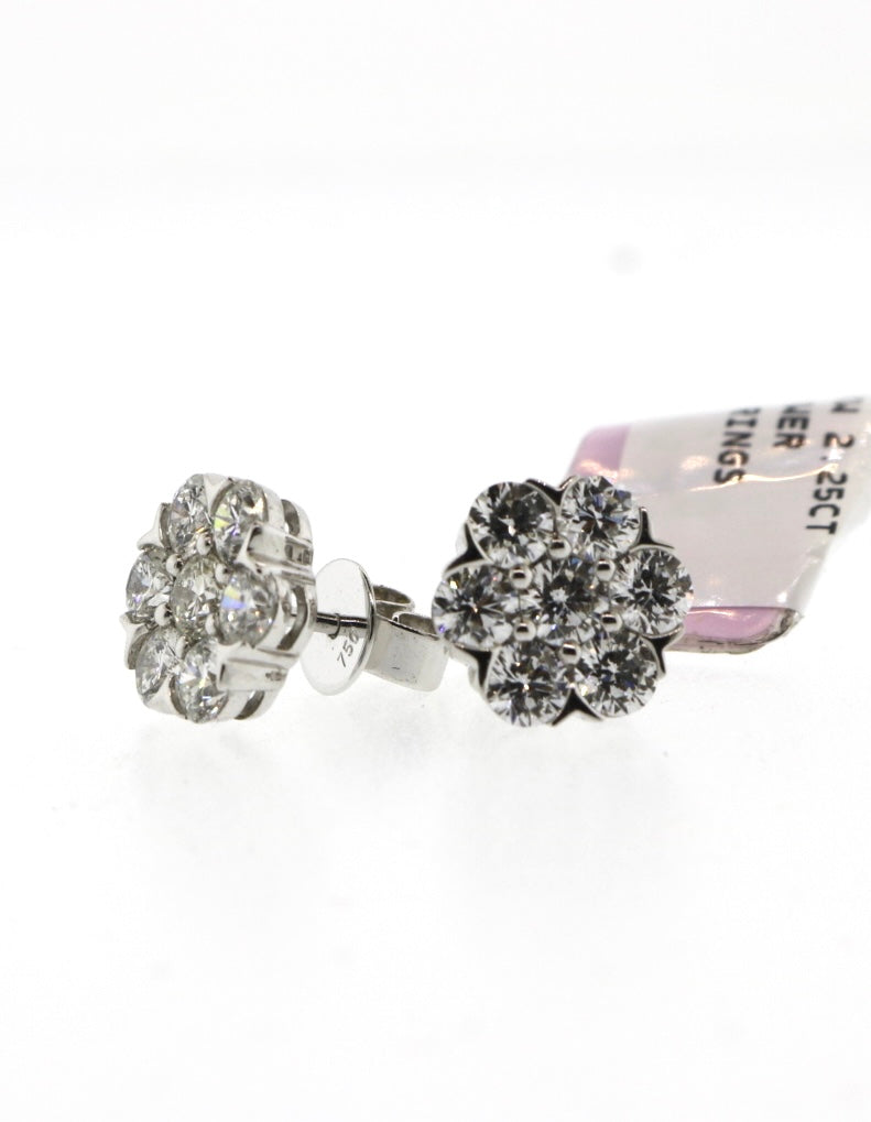 18K White Gold 2.25CT Flower Earrings