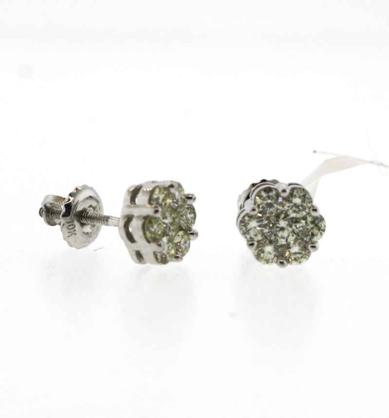 10K White Gold 0.75CT 7RD Diamond Earrings