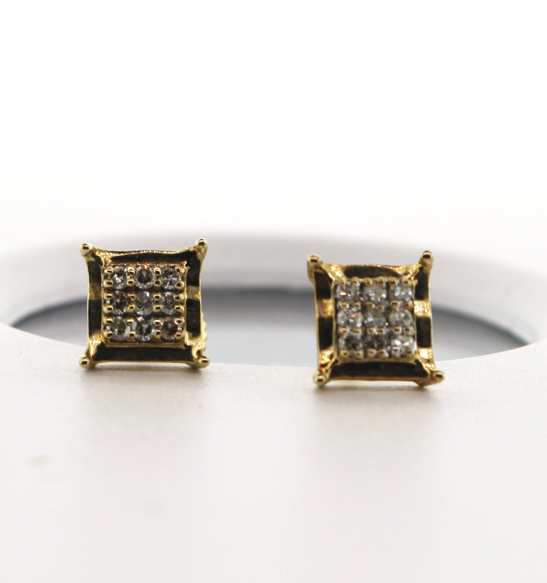 10K Yellow Gold 0.15CT Square Diamond Earrings