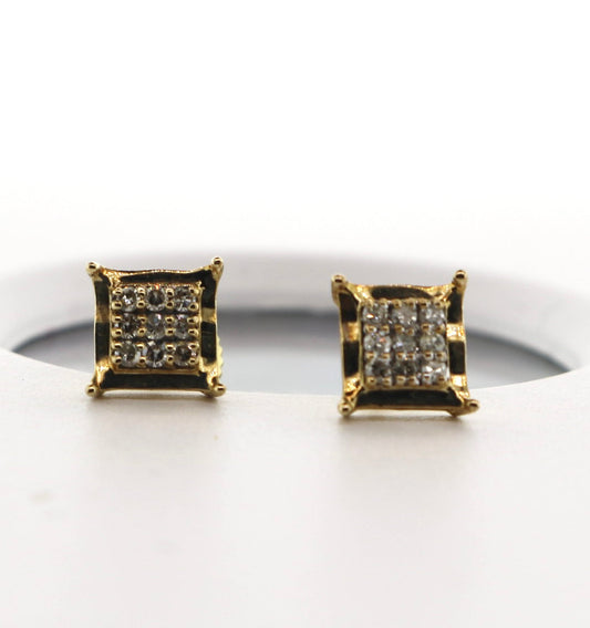 10K Yellow Gold 0.15CT Square Diamond Earrings