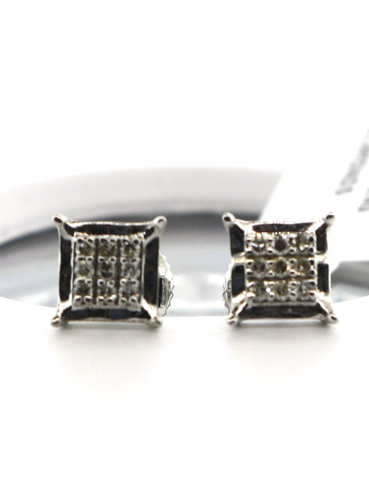 10K White Gold 0.15CT Square Diamond Earrings