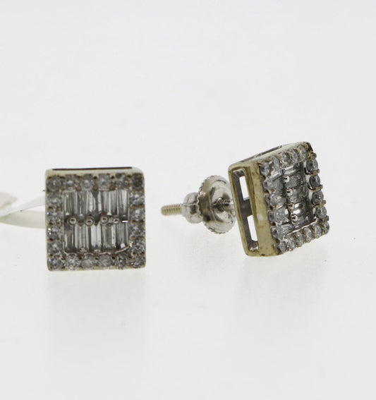 10K White Gold 0.50CT Bagg Square Diamond Earrings