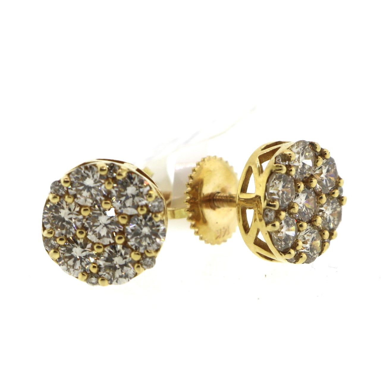 14K Yellow Gold 1.25CT RD Diamond Earrings