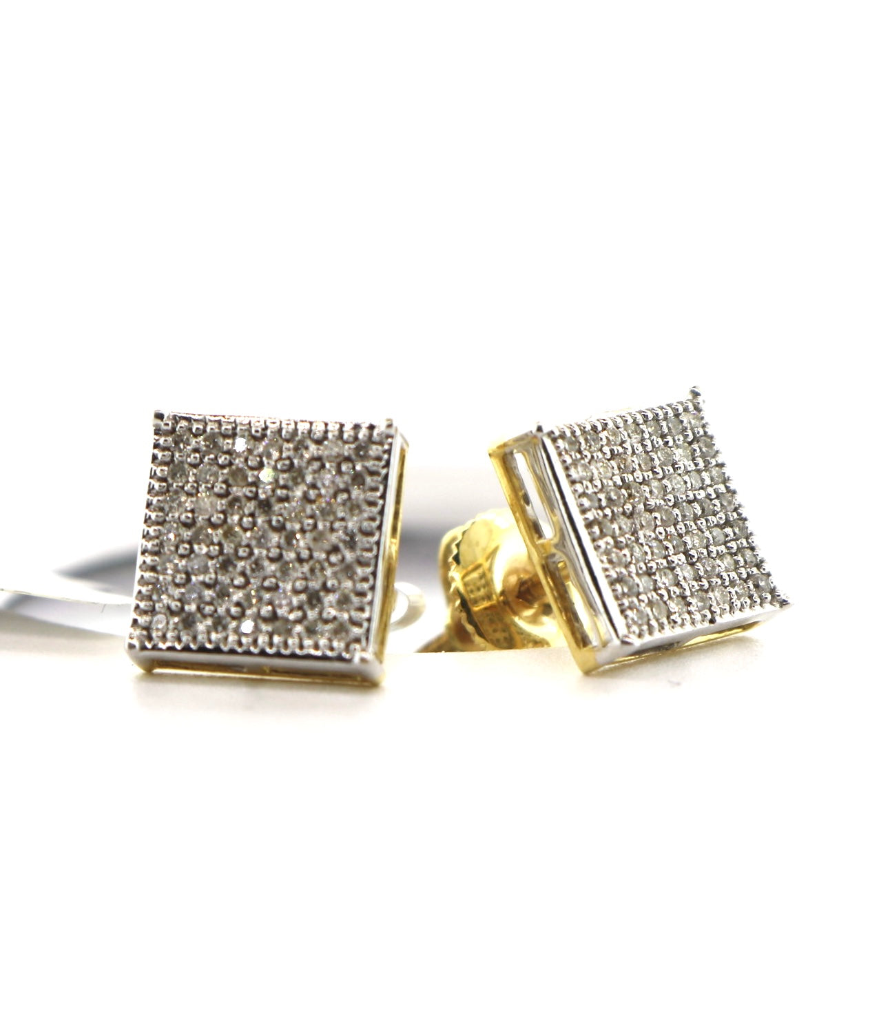 10K Yellow Gold 0.29CT Square Diamond Earrings