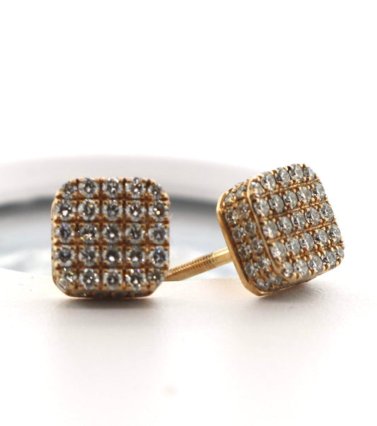 14K Rose Gold 1.06CT 4.7 Grams Square 3D Earrings