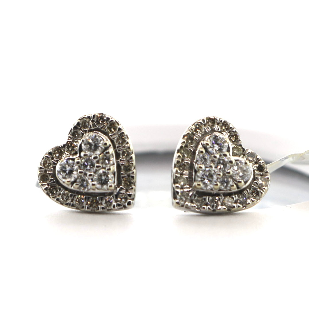 14K White Gold 0.50CT Heart Halo Diamond Earrings